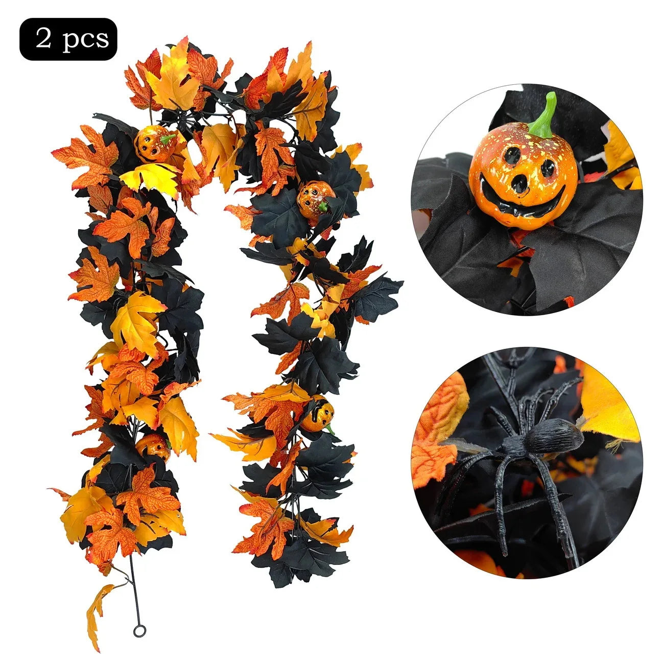 Halloween Pumpkin Cane Flying Indoor Fall Maple Leaf Garland Maple Leaf Autumn Thanksgiving Decor for Party Desk Decor