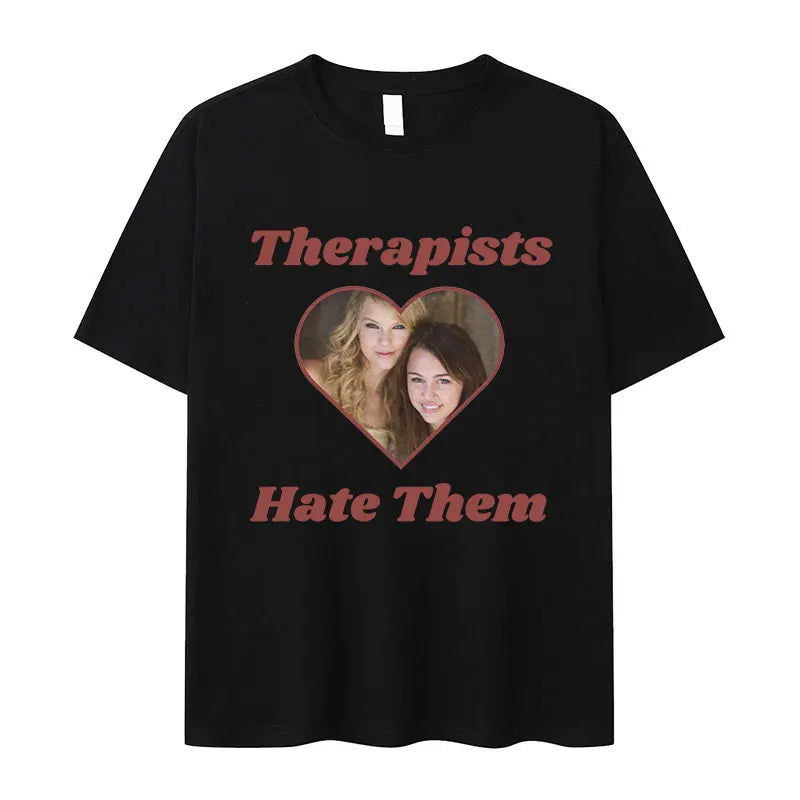 Therapists Hate Them Miley Cyrus Hannah Montana Graphic T-shirt | Retro Harajuku Fashion Oversized Cotton Tee for Men & Women - Premium tee from Lizard Vigilante - Just $26.66! Shop now at Lizard Vigilante