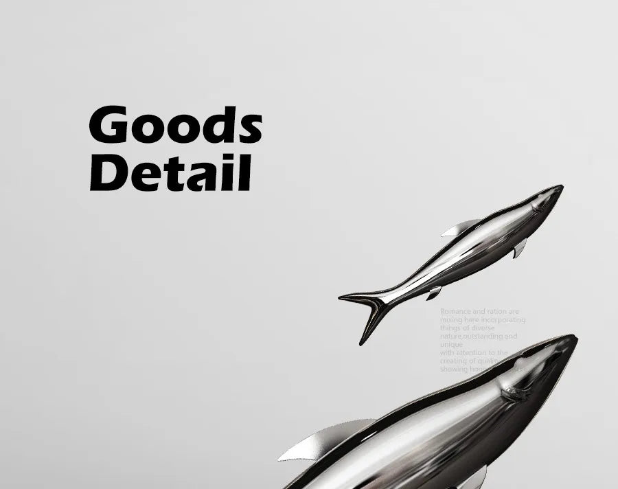 Stainless steel fish sculpture, outdoor lawn, pool, landscape decoration, mirror, crafts