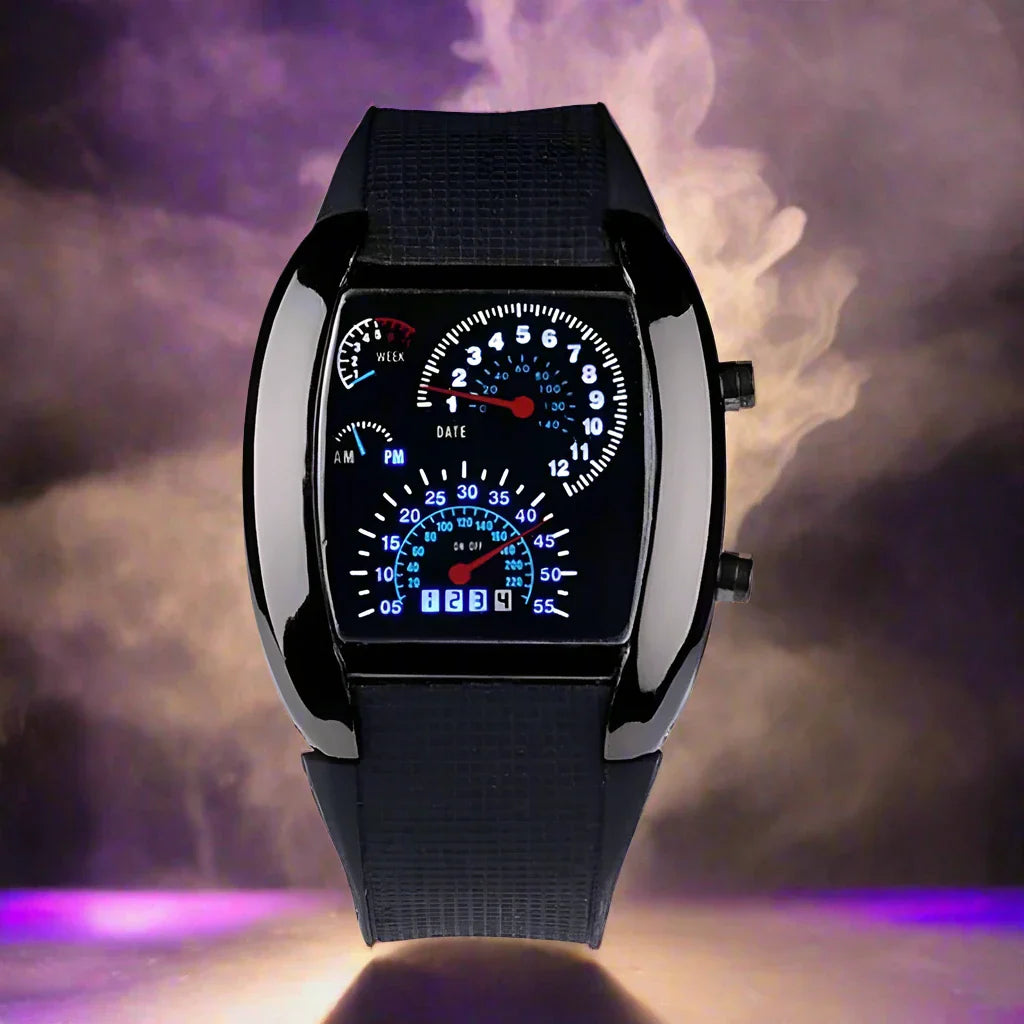 Luxury Digital Flash Dial Sports Watch - LED Aviation Turbo Display for Men & Women - Premium watch from Lizard Vigilante - Just $23.88! Shop now at Lizard Vigilante