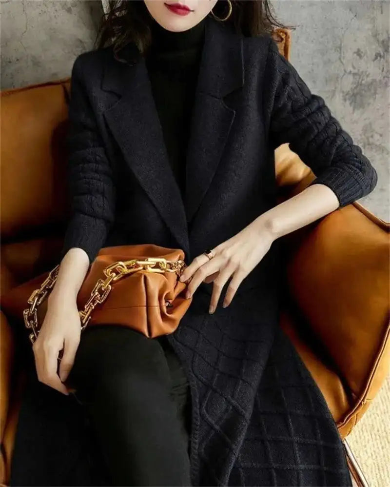 Korean French Style Cashmere Sweater Ladies Wool Windbreaker Cardigan New Autumn Winter Women Knitted Sweater Long Cardigan Coat