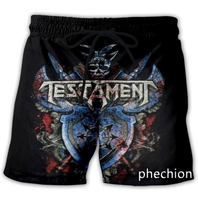 Unisex Testament ROCK 3D Print Casual Shorts Novelty Streetwear Men Loose Sporting Shorts - Lizard Vigilante