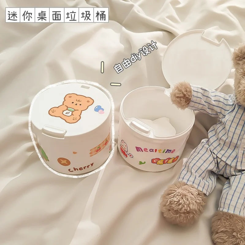 Mini Waste Box Bin Garbage Basket Home Table Trash Can Plastic Office Supplies Dustbins Sundries Barrel Box For Household