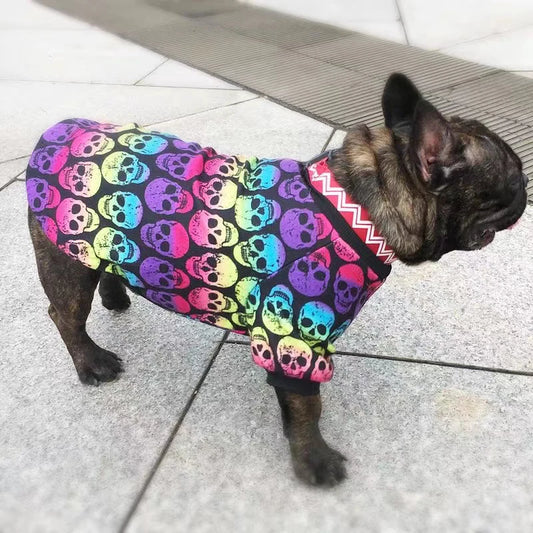 2024 Spring Summer Dog Fashion T-shirt French Bulldog Teddy Chihuahua Vest Streetwear Puppy Gradient Skull Print Punk Tee Pet Clothes - Premium dog shirt from DS - Just $11.99! Shop now at Lizard Vigilante
