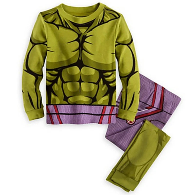 Avengers Superhero Pajama Set — Boys Long Sleeve Spider-Man & Iron Man Nightwear Cosplay Costume