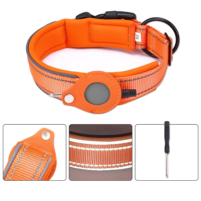 Easy To Use Anti-Lost Dog Collar with Airtag Holder | Reflective, Waterproof, & Adjustable - Perfect for Large Dogs - Premium dog collar from Lizard Vigilante - Just $24.88! Shop now at Lizard Vigilante