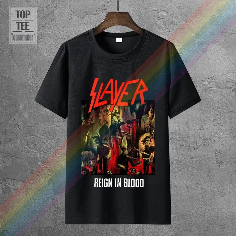 Slayer Reign In Blood Album Cover Image Mens Black T Shirt New Official Merch - Lizard Vigilante