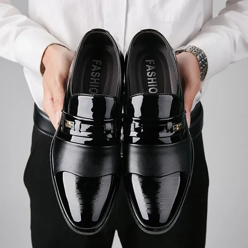 Leather Shoes for Men Wedding Formal Oxfords Business Casual Office Work Shoes for Men Classic Luxury Pointy Men's Dress Shoes - Premium  from Lizard Vigilante - Just $26.99! Shop now at Lizard Vigilante