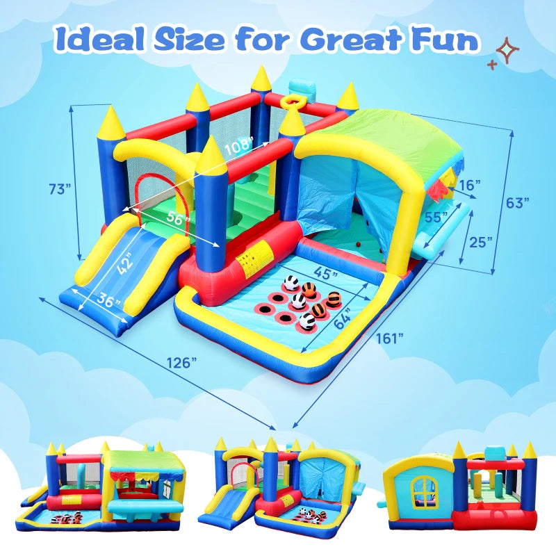 Inflatable Water Slide Trampoline Bouncing House – Outdoor Fun for Kids, 227 x 205 x 97 Inches - Premium playhouse from Lizard Vigilante - Just $294.99! Shop now at Lizard Vigilante