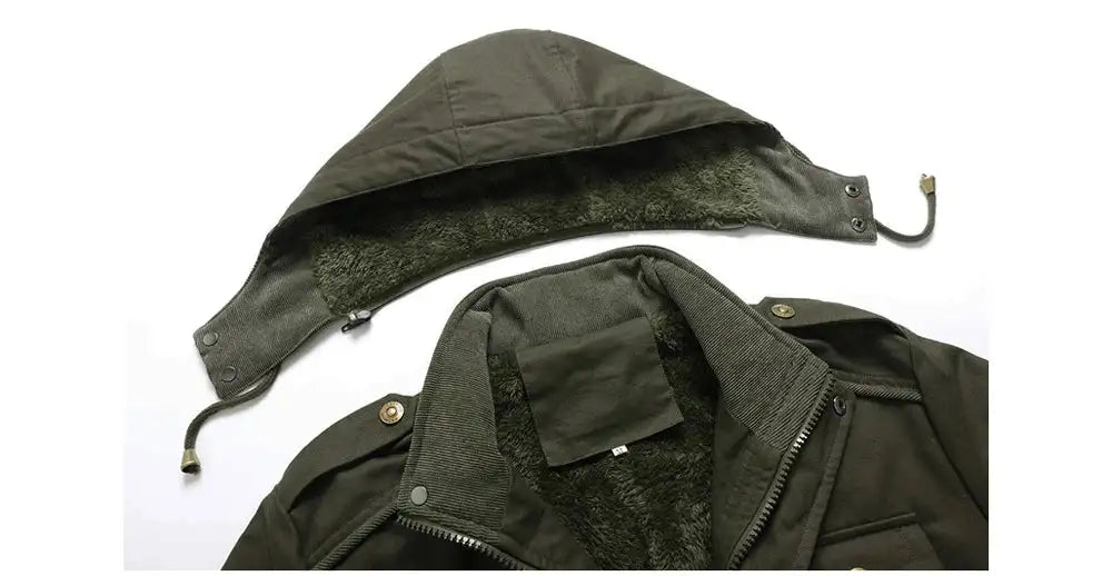 Winter Men's Warm Padded Jackets Fashion Men Fleece Lined Thermal Hooded Coats Men Mountain Ski Windbreaker Jackets Clothing