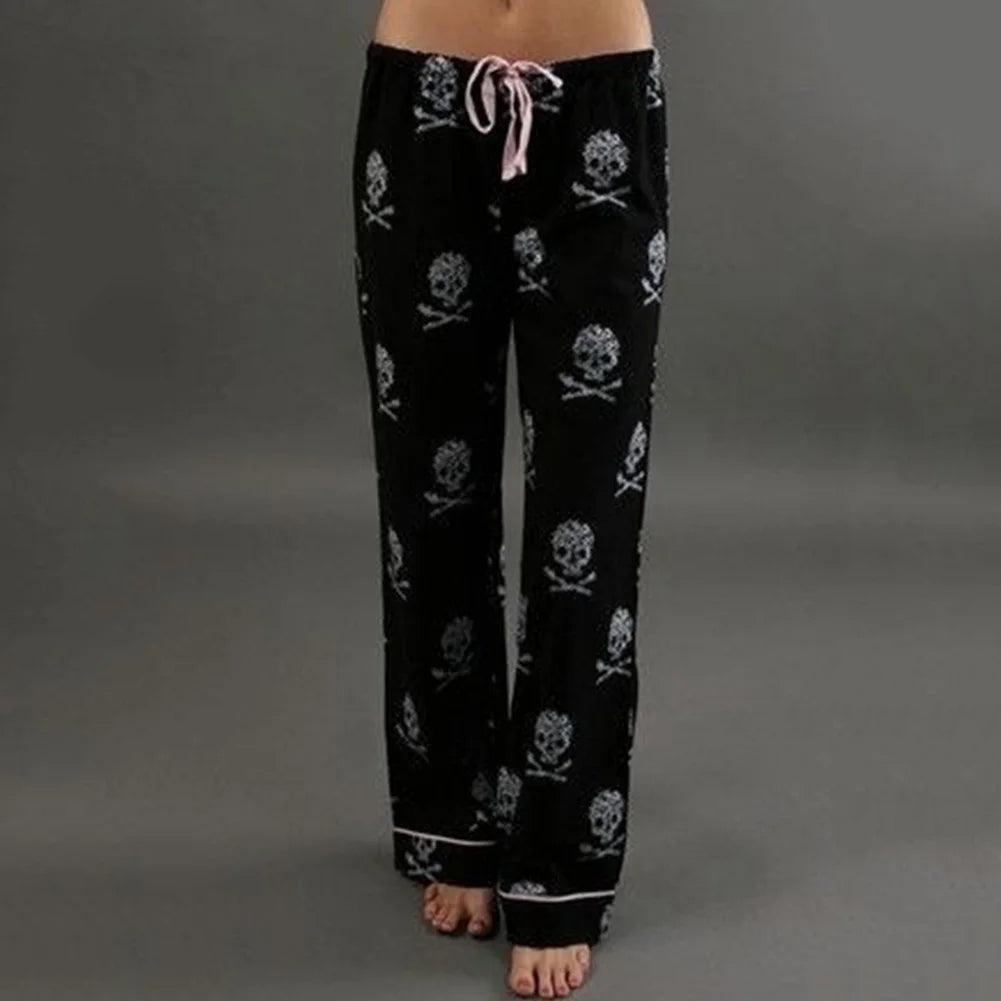 Summer Women Pants Palazzo High Waist Trousers Skull Printed Pajama At Home Casual Palazzo Leggings Trouser Wide Leg Long Pants - Lizard Vigilante