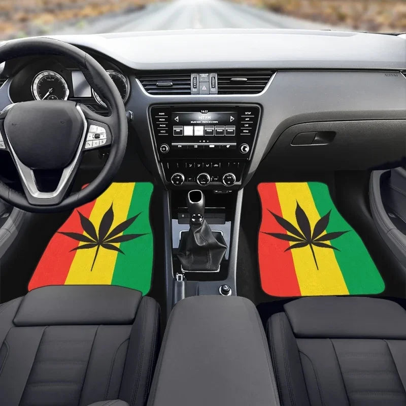 INSTANTARTS Jamaica Flag 4pcs All Weather 3D Weed Leaves Print Car Floor Mats – Durable Universal Fit for SUVs, Trucks, Sedans, Vans - Premium floor mats from Lizard Vigilante - Just $53.88! Shop now at Lizard Vigilante