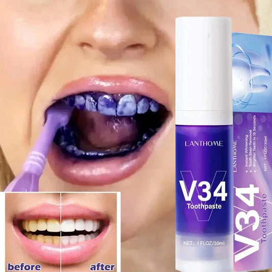 V34 Advanced Color Corrector Whitening Toothpaste – Deep Cleaning, Plaque Removal, Fresh Breath, Portable Dental Care Solution - Premium toothpaste from Lizard Vigilante - Just $14.99! Shop now at Lizard Vigilante