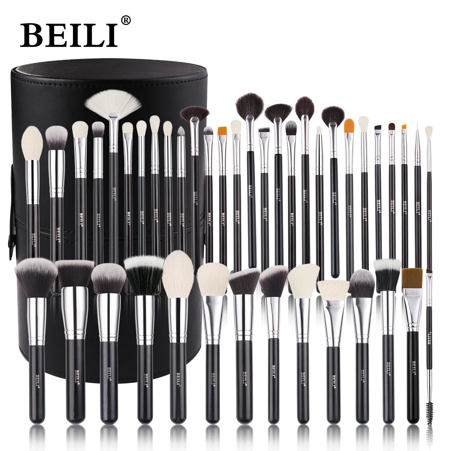 BEILI Professional Black Makeup Brushes Set - Natural Goat Hair, Synthetic Hair, 30-Piece Kit - Premium makeup brush set from Lizard Vigilante - Just $35.99! Shop now at Lizard Vigilante