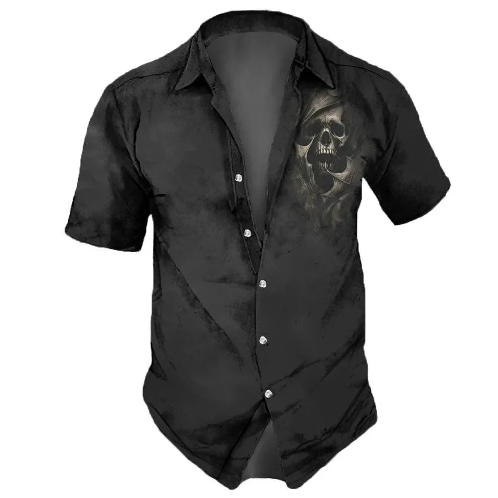 Vintage Skulls Men's Hawaiian Shirt - Casual Short Sleeve Streetwear for Males - Premium hawaiian shirt from Lizard Vigilante - Just $26.66! Shop now at Lizard Vigilante