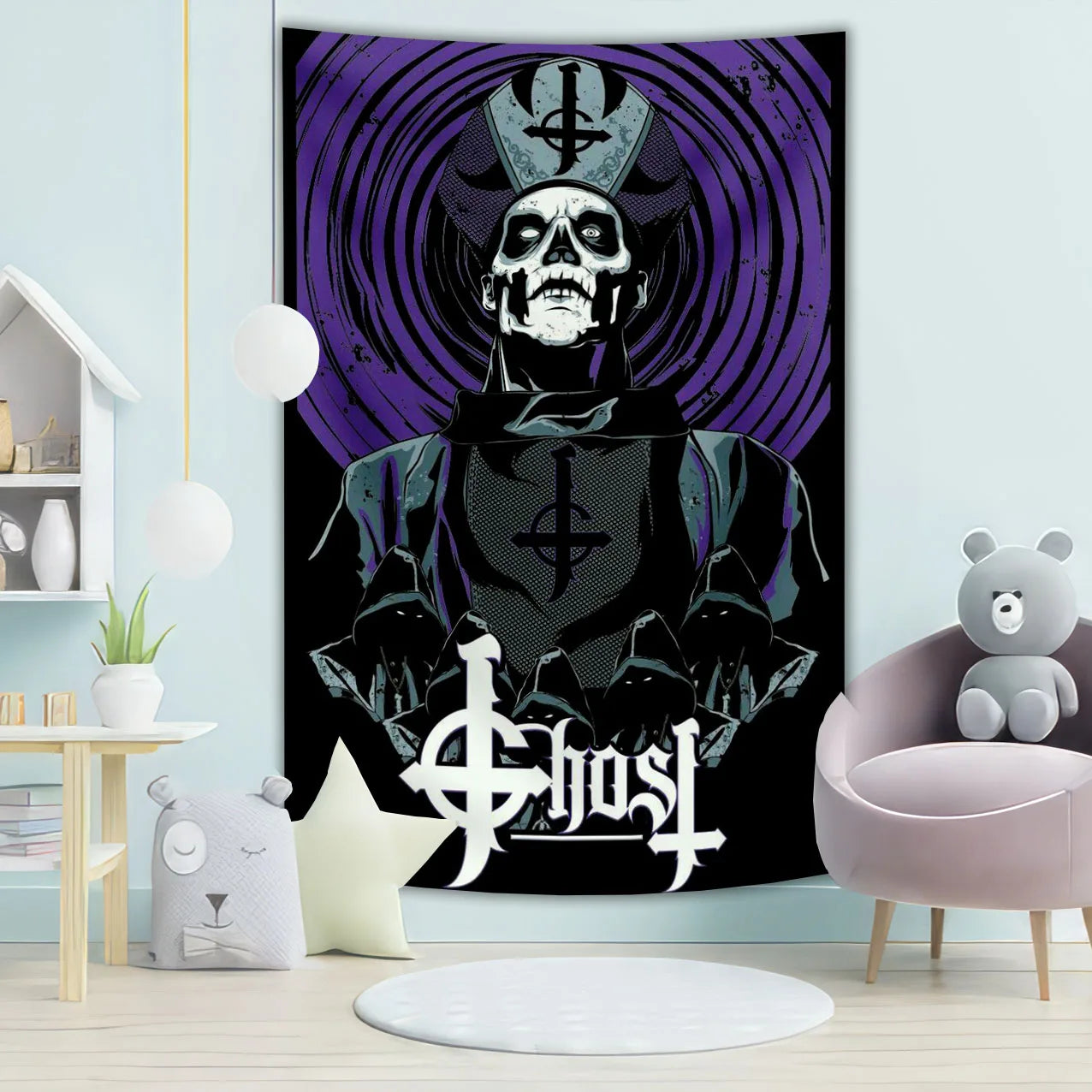 Ghost Tapestry - Underground Metal Pop Singer Rock Banner Flags, 100% Polyester Wall Hanging - Premium tapestry from Lizard Vigilante - Just $11.99! Shop now at Lizard Vigilante