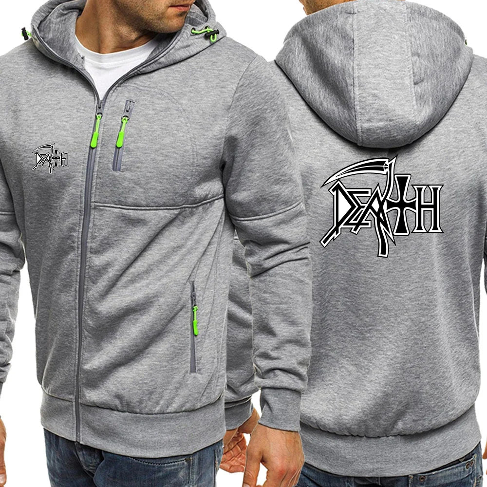 Death Rock Band Heavy Metal Printed Men's Zipper Hoodie – Fleece Sweatshirt for Spring & Autumn - Premium hoodie from Lizard Vigilante - Just $38.99! Shop now at Lizard Vigilante