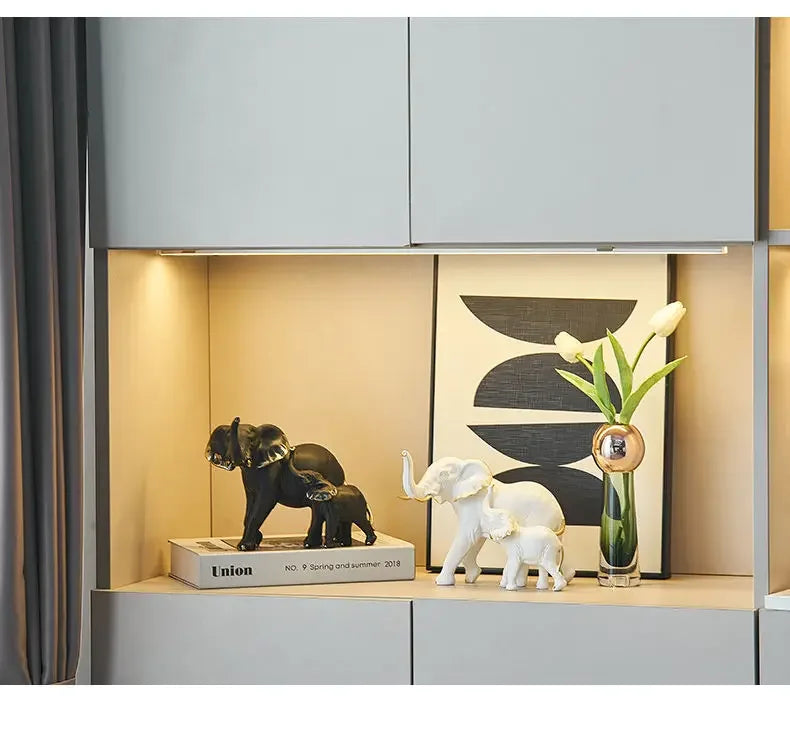 1pairs Creative Modern Decor Animal Resin Elephant Statues & Figurines Sculpture Living Room Table Ornaments Crafts