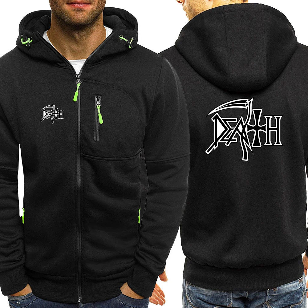 Death Rock Band Heavy Metal Printed Men's Zipper Hoodie – Fleece Sweatshirt for Spring & Autumn - Premium hoodie from Lizard Vigilante - Just $38.99! Shop now at Lizard Vigilante