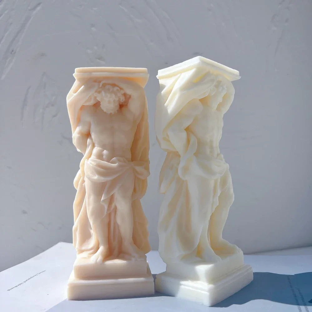 Atlant Statue Silicone Mold Unique Bust Sculpture Soy Wax Candle Mould Greek Mythology Home Decor