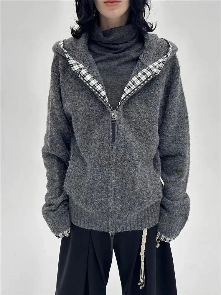 Shadow Vortex Faux Fur Gothic Hoodie Jacket