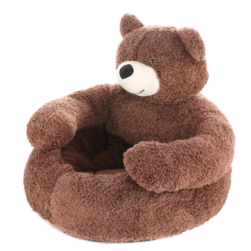 Super Soft Dog Bed Cute Winter Warm Bear Hug Cat Sleeping Mat Semi-closed Puppy Kitten Plush Nest Cushion Dog Sofa Pet Supplies - Lizard Vigilante