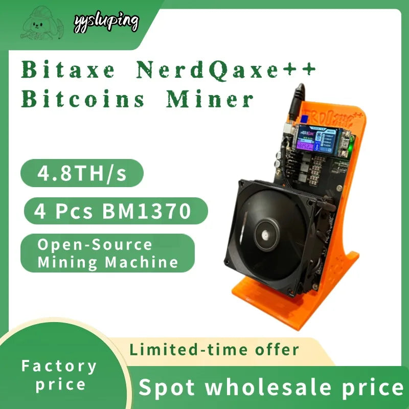 Bitaxe NerdQaxe++ 4.8TH/s Bitcoin Miner With 4 BM1370 Asic Chips 68W 2.4G WiFi Open Source Mining Machine