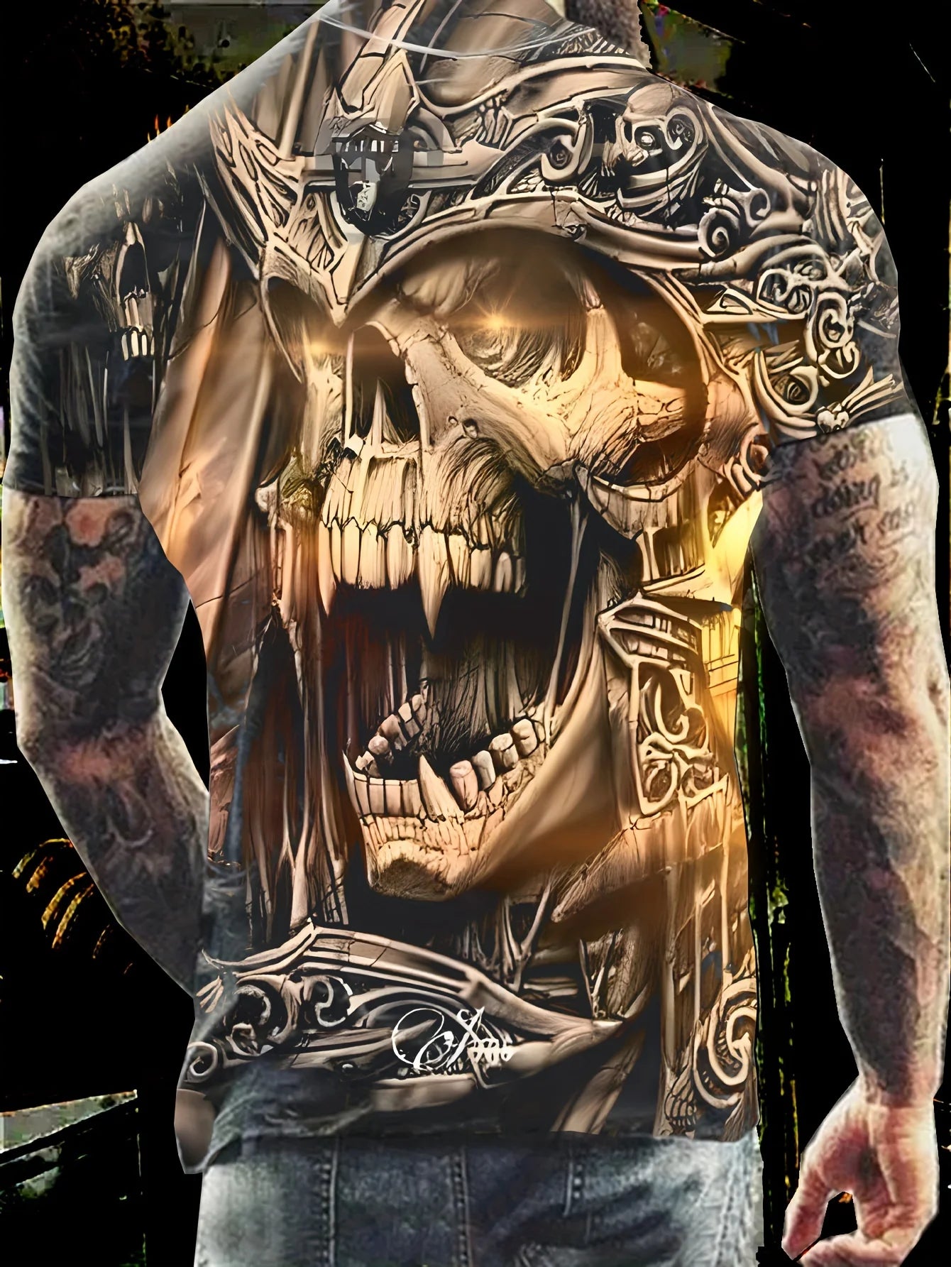 Skull Circuit Havoc Tee – Men’s Oversized Gothic Street Shirt for Heatwave Mayhem - Premium tee from dsers - Just $28.77! Shop now at Lizard Vigilante