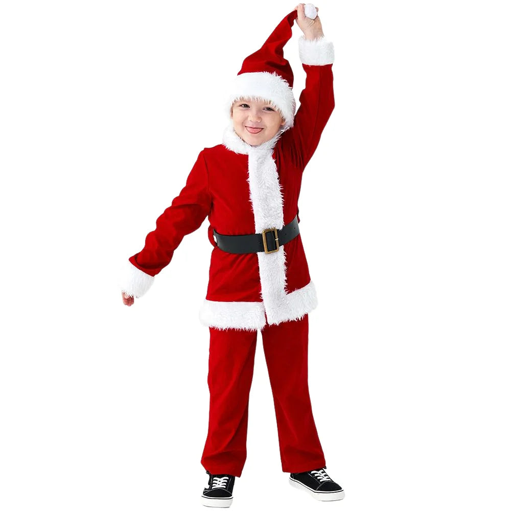 Adorable Children’s Christmas Costume Set – Santa Claus Holiday Outfit with Hat - Premium Cosplay Costumes from Lizard Vigilante - Just $28.88! Shop now at Lizard Vigilante