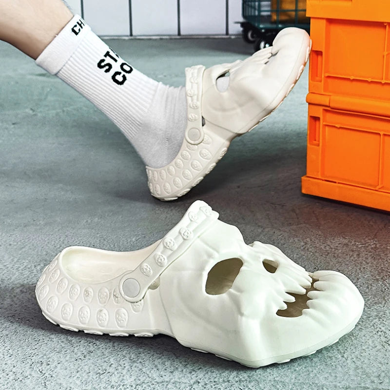 Brand New Skull Design Garden Shoes Men Sandals 2024 Summer Outdoor Fun Novelty Slide Thick Sole Platform Beach Non-slip Women Sandal - Premium sandals from Lizard Vigilante - Just $29.99! Shop now at Lizard Vigilante