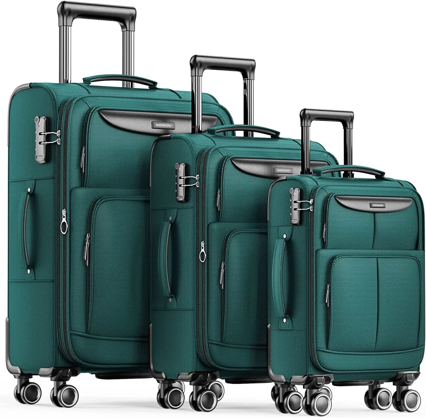 Luggage Sets 3 Piece Softside Expandable Lightweight Durable Suitcase Sets Double Spinner Wheels (20in/24in/28in) - Premium 3-Piece Luggage Set from Lizard Vigilante - Just $288.88! Shop now at Lizard Vigilante