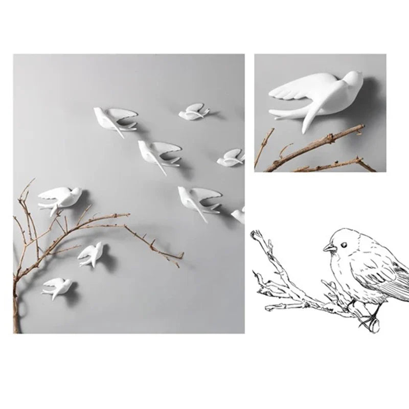 Small Animal Statues Sculptures Modern Cute Birds Home Decor Ornaments for Office Desktop Shelf