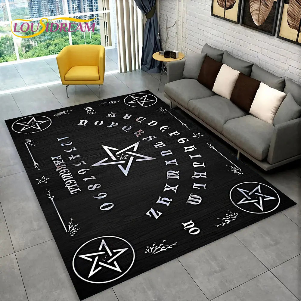 The Witchcraft Gothic Ouija Area Rug: LOUSIDREAM 3D Printed Tarot Carpet for Living Room & Bedroom