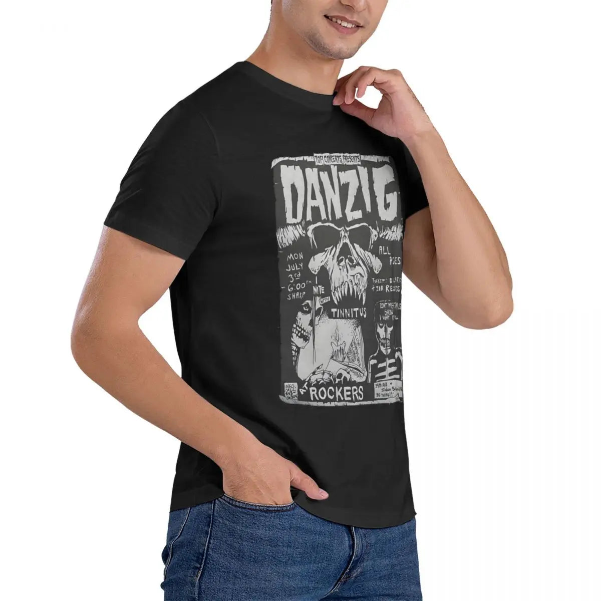 Danzig, Misfits, & Samhain Men T Shirts Unique Tee Shirt Short Sleeve Round Neck T-Shirt Cotton 4XL 5XL Clothing - Lizard Vigilante