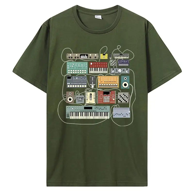 Electronic Musician Synthesizer And Drum Machine Dj Fire Sale T Shirt Men Women Cotton Streetwear - Lizard Vigilante