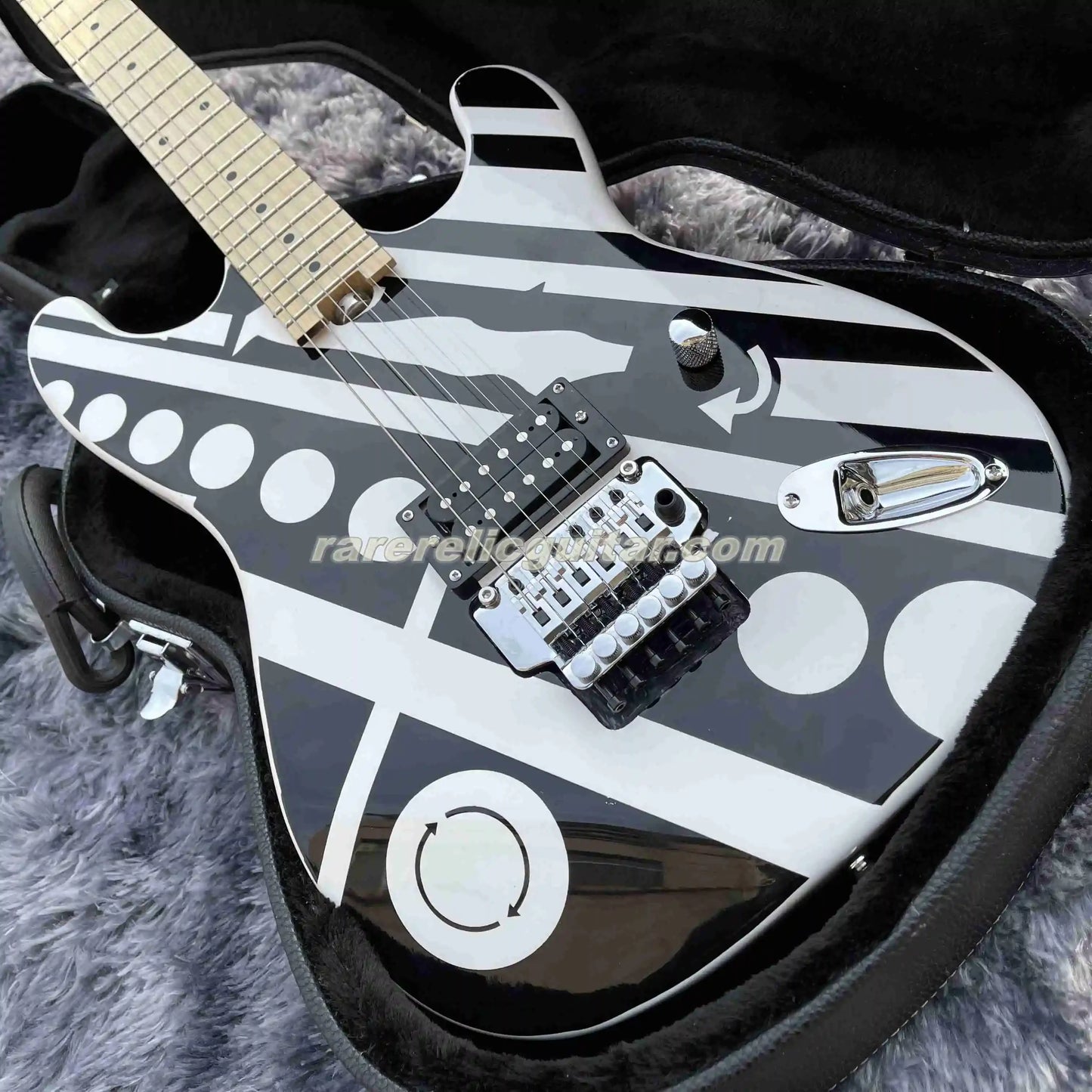 Eddie Van Halen Unchains CIRCLES – Striped Crop Circles Electric Guitar with Floyd Rose Tremolo, Rolled Edge Body - Premium  from Lizard Vigilante - Just $439.99! Shop now at Lizard Vigilante