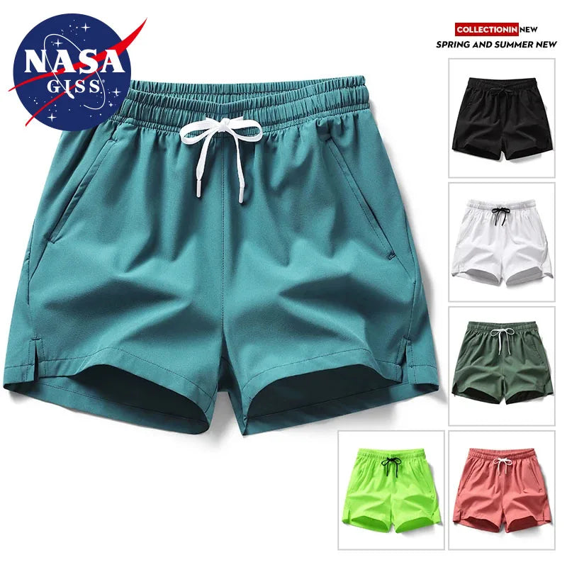 NASA GISS Summer Hot Selling Sports Shorts, Running Pants, Men's and Women's, Couple's Matching Shorts Zippered Pockets - Lizard Vigilante