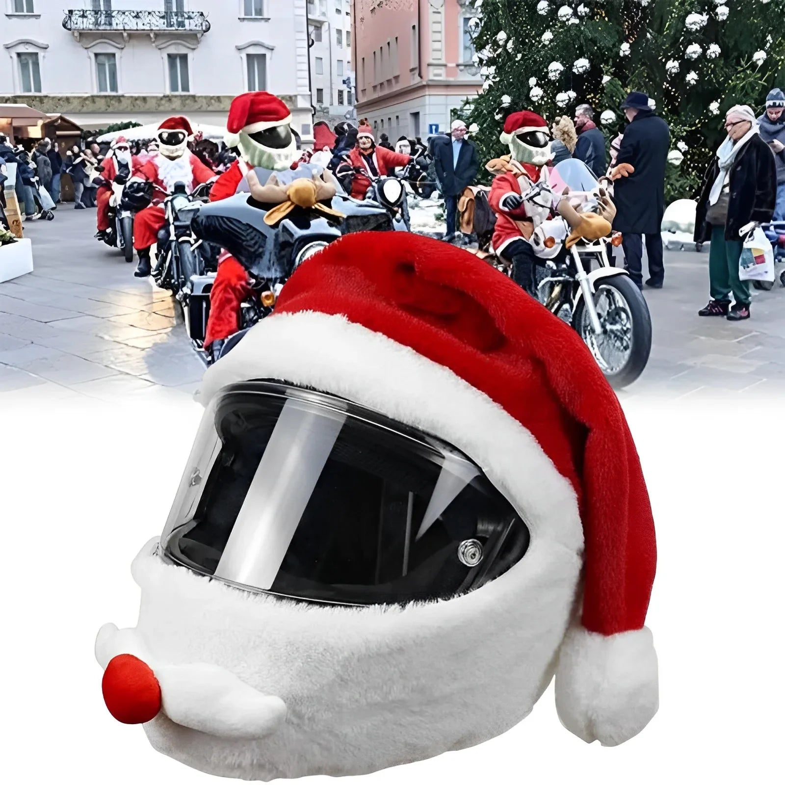 Santa Claus Christmas Motorcycle Helmet Cover | Festive Plush Helmet Decoration - Premium helmet cover from Lizard Vigilante - Just $20.99! Shop now at Lizard Vigilante