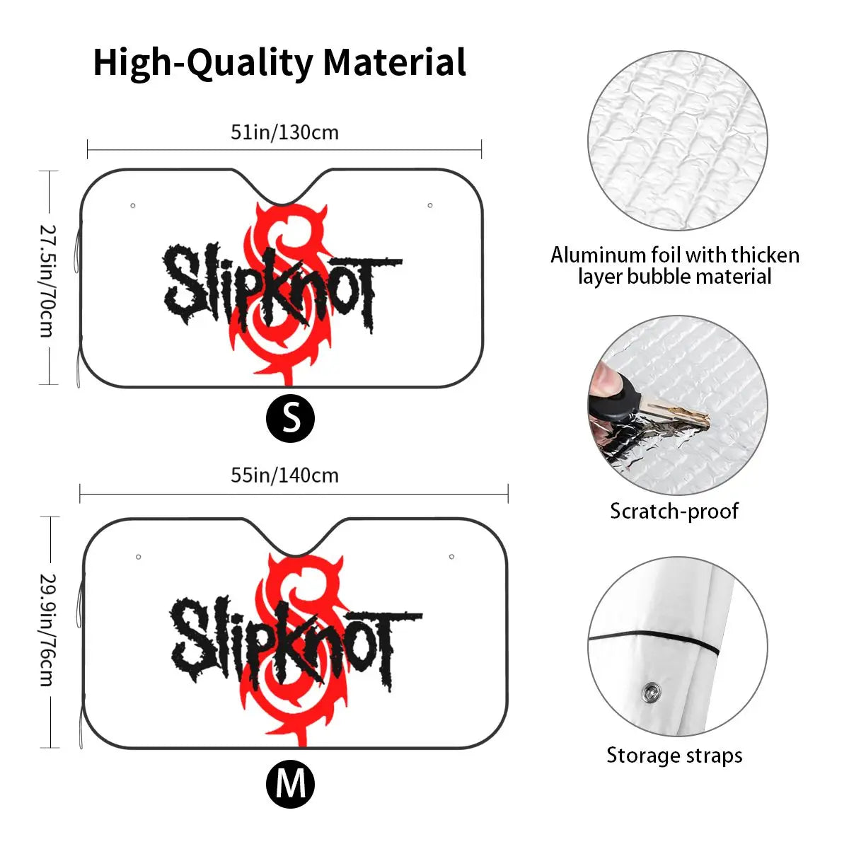 Custom Slipknot Heavy Metal Rock Auto Sun Shade – Folding Windshield Protector for Car, Truck, SUV - Premium auto sun shade from Lizard Vigilante - Just $23.88! Shop now at Lizard Vigilante