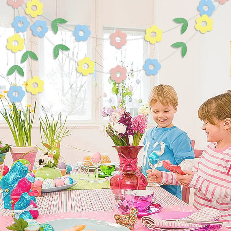 3M Happy Easter Banner Rabbit Carrot Egg Cartoon Bunny Garland Wall Hanging Bunting Flag Easter Party Decoration For Home
