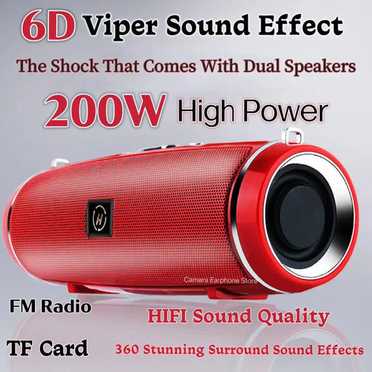 Caixa De Som - Portable Wireless Speaker Bluetooth 200W High Power Outdoor Audio 3D Stereo Surround TWS FM Voice RHDE Promotion - Premium portable speakers from Lizard Vigilante - Just $34.99! Shop now at Lizard Vigilante