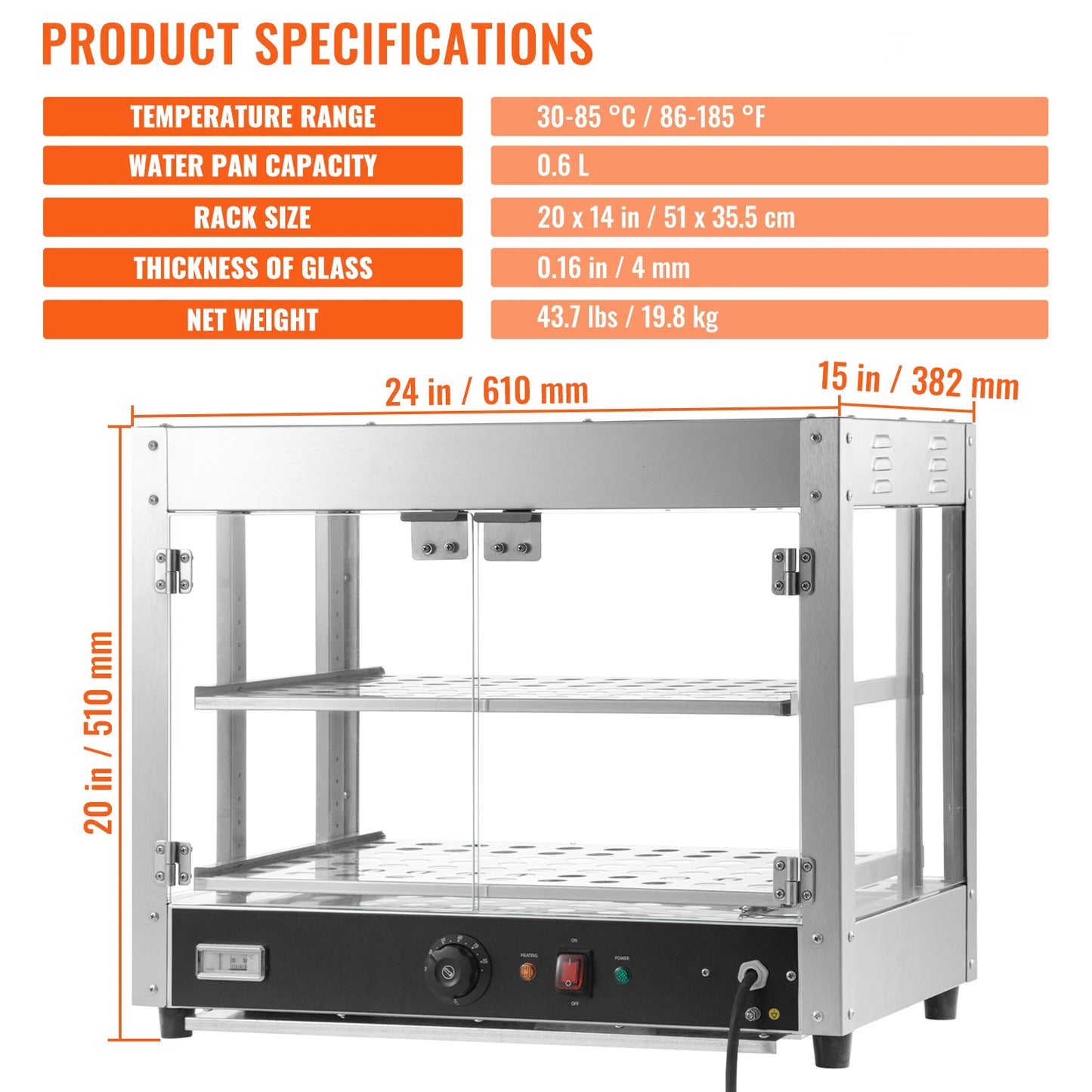 VEVOR 2/3-Tier Countertop Food Warmer | Commercial 3D Heating Pizza & Pastry Display with Temperature Control - Premium food warmer from Lizard Vigilante - Just $467.99! Shop now at Lizard Vigilante