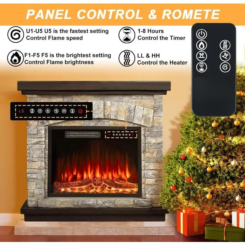 36-Inch Electric Fireplace with Mantel & 23-Inch Insert | Freestanding Heater & TV Stand with Remote Control Timer - Premium fireplace from Lizard Vigilante - Just $1091.08! Shop now at Lizard Vigilante