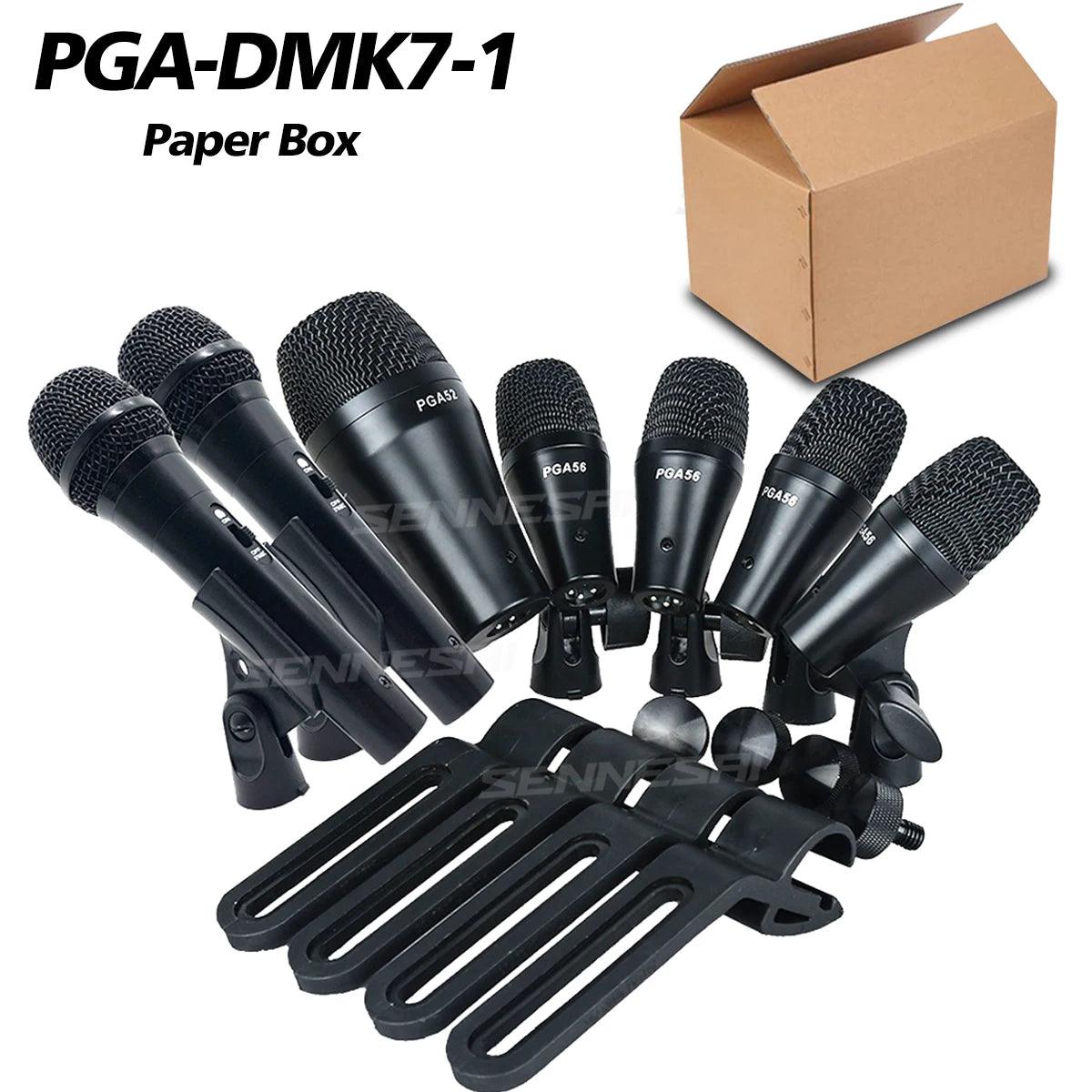 SENNE PG-DMK7 7-Piece Wired Dynamic Drum Microphone Kick Bass, Instrument Tom/Snare & Cymbals Mic Set With Box Use，Top Quality！ - Lizard Vigilante