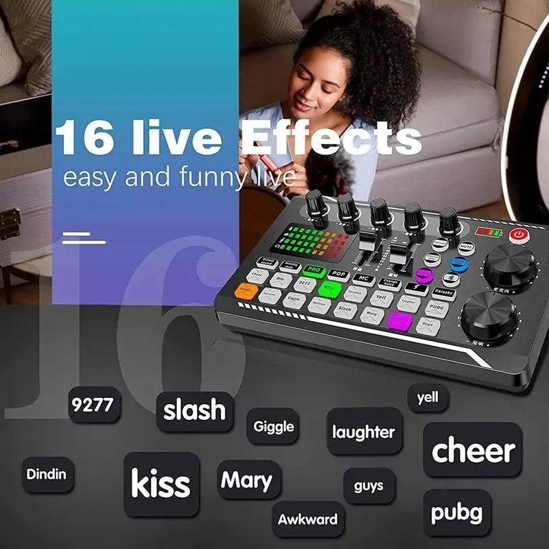 DJ Equipment Microphone Sound Card Console Studio Sound Card Kit Cable Phone Mixing Computer Live Voice Mixer F998 Sound Card - Lizard Vigilante