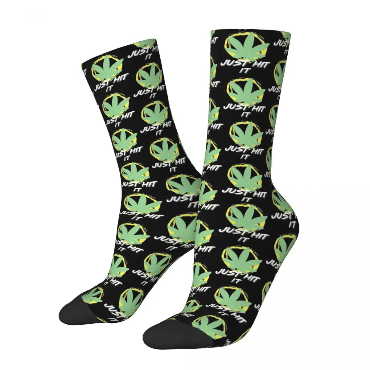 "Just Hit It" Funny Cannabis Socks | 3D Print Marijuana Leaf Mid-Calf Socks | Perfect Gift for Tokers - Premium socks from Lizard Vigilante - Just $14.88! Shop now at Lizard Vigilante