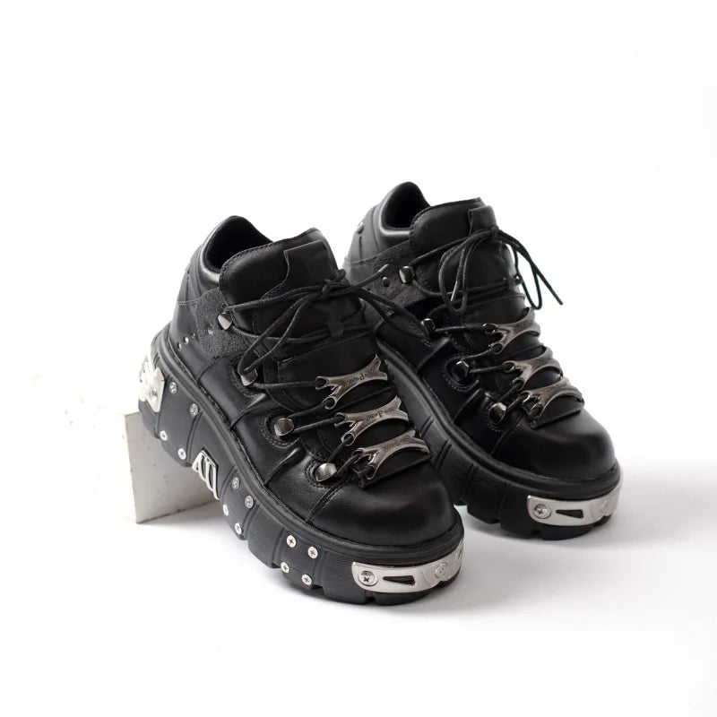 2024 New Women's Heavy Metal Punk Sneakers Platform Dad Shoes Men