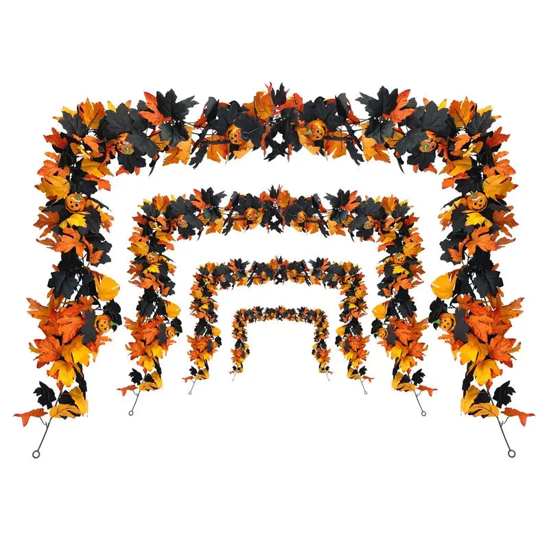 Halloween Pumpkin Cane Flying Indoor Fall Maple Leaf Garland Maple Leaf Autumn Thanksgiving Decor for Party Desk Decor