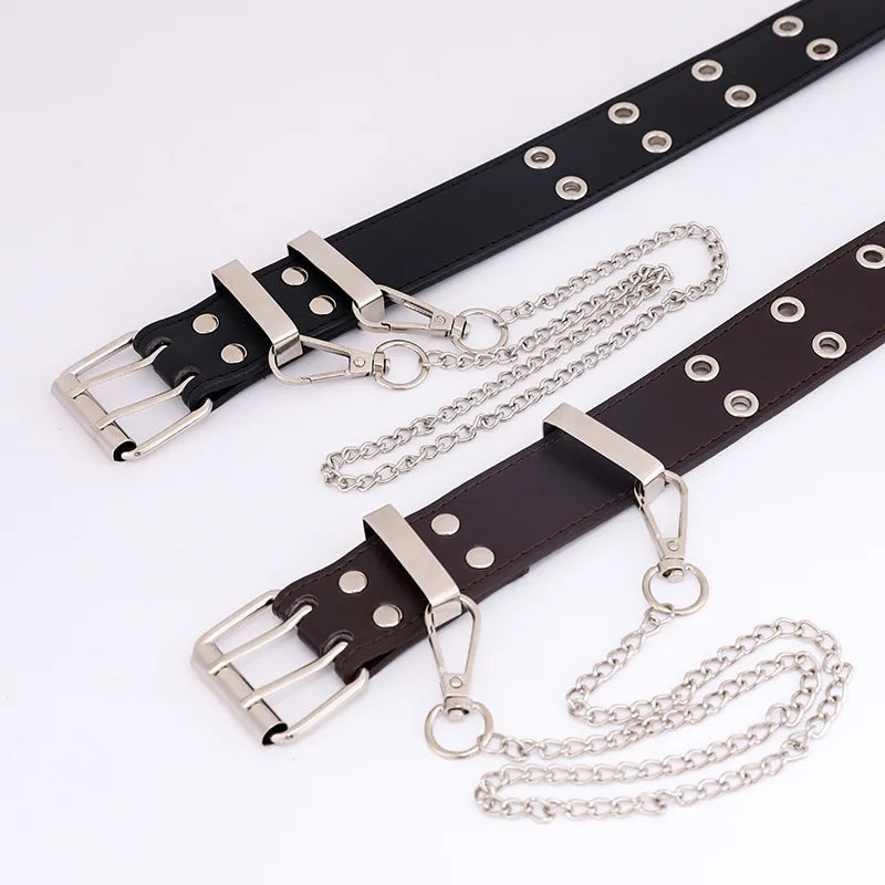 Women's Punk Chain Belt - Alloy Buckle, PU Leather - Premium belt from Lizard Vigilante - Just $18.99! Shop now at Lizard Vigilante