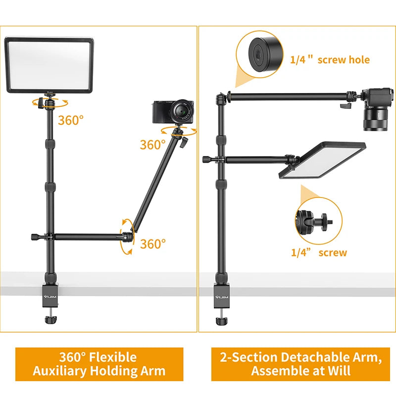 VIJIM LS11 Desk Mount Stand C-clamp Mount Flexible Arm Extend Light Stand With 360° Ballhead Microphone Stand Ring Light Bracket - Premium camera stand from Lizard Vigilante - Just $46.99! Shop now at Lizard Vigilante